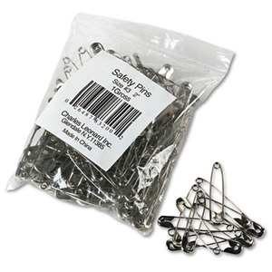 Safety Pins, Nickel-Plated, Steel, 2" Length, 144/Pack by CHARLES LEONARD, INC