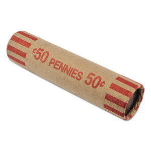 Nested Preformed Coin Wrappers, Pennies, $.50, Red, 1000 Wrappers/Box by MMF INDUSTRIES