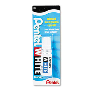 PENTEL OF AMERICA 100W Permanent Marker, Broad Tip, White by PENTEL OF AMERICA