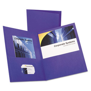 Twin-Pocket Portfolio, Embossed Leather Grain Paper, Purple, 25/Box by ESSELTE PENDAFLEX CORP.