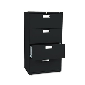 HON COMPANY 674LP 600 Series Four-Drawer Lateral File, 30w x 19-1/4d, Black by HON COMPANY