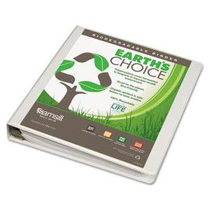 SAMSILL CORPORATION 16937 Earth's Choice Heavy-Duty Biodegradable D-Ring View Binder, 1" Cap, White by SAMSILL CORPORATION