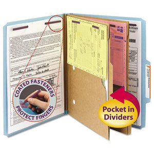 SMEAD MANUFACTURING COMPANY 14081 Pressboard Folders with Two Pocket Dividers, Letter, Six-Section, Blue, 10/Box by SMEAD MANUFACTURING CO.