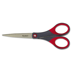 3M 1447 Precision Scissors, Pointed, 7" Length, 2-1/2" Cut, Gray/Red by 3M/COMMERCIAL TAPE DIV.