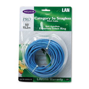 Belkin International, Inc A3L79150BLUS CAT5e Snagless Patch Cable, RJ45 Connectors, 50 ft., Blue by BELKIN COMPONENTS