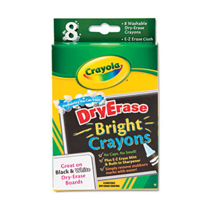 BINNEY & SMITH / CRAYOLA 985202 Washable Dry Erase Crayons w/E-Z Erase Cloth, Assorted Bright Colors, 8/Pack by BINNEY & SMITH / CRAYOLA