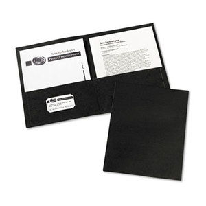 Avery 47988 Two-Pocket Portfolio, Embossed Paper, 30-Sheet Capacity, Black, 25/Box by AVERY-DENNISON