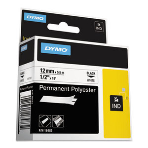 DYMO 18483 Rhino Permanent Poly Industrial Label Tape Cassette, 1/2in x 18ft, White by DYMO