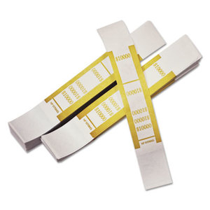 Self-Adhesive Currency Straps, Mustard, $10,000 in $100 Bills, 1000 Bands/Pack by PM COMPANY