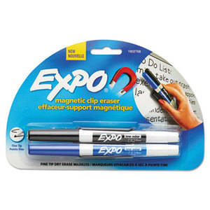 Sanford, L.P. 1802768 Magnetic Clip Eraser w/2 Markers, Fine, Black/Blue, 1 Set by SANFORD