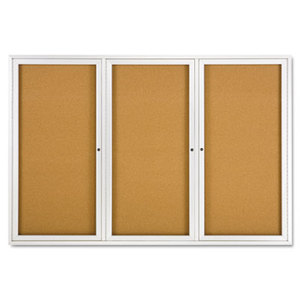 Quartet 2367 Enclosed Bulletin Board, Natural Cork/Fiberboard, 72 x 48, Silver Aluminum Frame by ACCO BRANDS, INC.