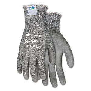 MCR Safety N9677S Ninja Force Polyurethane Coated Gloves, Small, Gray, Pair by MCR SAFETY