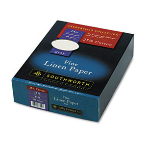 Southworth Company, Agawam, MA 574C 25% Cotton Linen Business Paper, Gray,  24 lbs., 8-1/2 x 11, 500/Box, FSC by SOUTHWORTH CO.