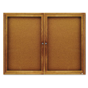 Quartet 364 Enclosed Bulletin Board, Natural Cork/Fiberboard, 48 x 36, Oak Frame by ACCO BRANDS, INC.