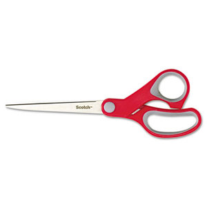 3M 1427 Multi-Purpose Scissors, Pointed, 7" Length, 3-3/8" Cut, Red/Gray by 3M/COMMERCIAL TAPE DIV.
