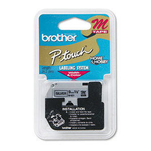 Brother Industries, Ltd M-921 M Series Tape Cartridge for P-Touch Labelers, 3/8w, Black on Silver by BROTHER INTL. CORP.