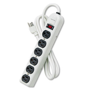 Six-Outlet Metal Power Strip, 120V, 6ft Cord, 12 3/16 x 2 1/2 x 1 3/8, Platinum by FELLOWES MFG. CO.