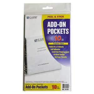 C-Line Products, Inc 70185 Peel & Stick Add-On Filing Pockets, 25", 11 x 8 1/2, 10/Pack by C-LINE PRODUCTS, INC