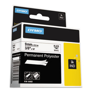 DYMO 18482 Rhino Permanent Poly Industrial Label Tape Cassette, 3/8in x 18ft, White by DYMO