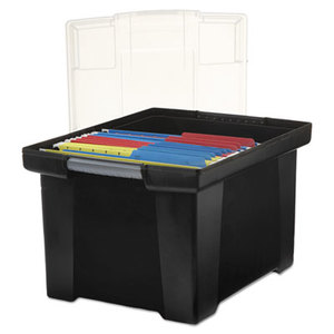 Plastic File Tote Storage Box, Letter/Legal, Snap-On Lid, Black by STOREX