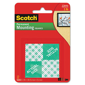 3M 111 Precut Foam Mounting 1 Squares, Double-Sided, Permanent 16/Pack by 3M/COMMERCIAL TAPE DIV.