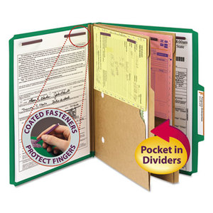 SMEAD MANUFACTURING COMPANY 14083 Pressboard Folders with Two Pocket Dividers, Letter, Six-Section, Green, 10/Box by SMEAD MANUFACTURING CO.