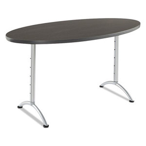 ICEBERG ENTERPRISES, LLC 69625 ARC Sit-to-Stand Tables, Oval Top, 36w x 72d x 42h, Gray Walnut/Silver by ICEBERG ENTERPRISES