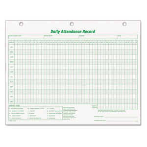 Tops Products 3284 Daily Attendance Card, 8 1/2 x 11, 50 Forms by TOPS BUSINESS FORMS