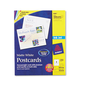 Avery 8387 Postcards for Inkjet Printers, 4 1/4 x 5 1/2, Matte White, 4/Sheet, 200/Box by AVERY-DENNISON