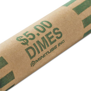 Nested Preformed Coin Wrappers, Dimes, $5.00, Green, 1000 Wrappers/Box by MMF INDUSTRIES