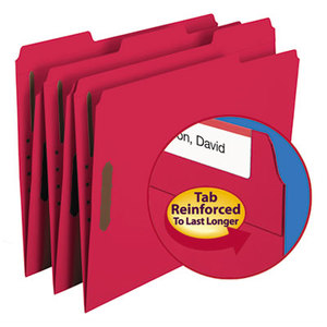 SMEAD MANUFACTURING COMPANY 12740 Folders, Two Fasteners, 1/3 Cut Assorted, Top Tab, Letter, Red, 50/Box by SMEAD MANUFACTURING CO.
