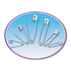 Safety Pins, Nickel-Plated, Steel, Assorted Sizes, 50/Pack by CHARLES LEONARD, INC