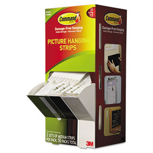 3M 17201CABPK Picture Hanging Strips, 5/8" x 2 3/4", White, 50/Carton by 3M/COMMERCIAL TAPE DIV.