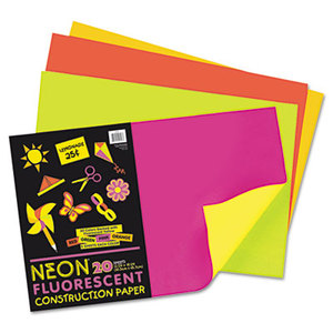 PACON CORPORATION 104303 Neon Construction Paper, 76 lbs., 12 x 18, Assorted, 20 Sheets/Pack by PACON CORPORATION