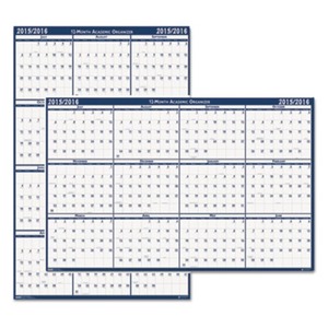 Poster Style Reversible/Erasable Academic Yearly Calendar, 24 x 37, 2015-2016 by HOUSE OF DOOLITTLE
