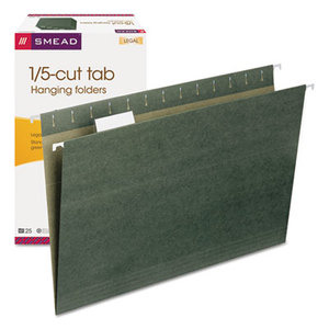 SMEAD MANUFACTURING COMPANY 64155 Hanging File Folders, 1/5 Tab, 11 Point Stock, Legal, Green, 25/Box by SMEAD MANUFACTURING CO.