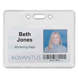 Proximity ID Badge Holder, Horizontal, 3 3/8w x 2 3/8h, Clear, 50/Pack by ADVANTUS CORPORATION