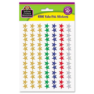 Sticker Valu-Pak, Foil Stars, 686/Pack by TEACHER CREATED RESOURCES