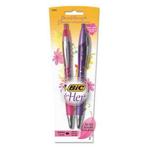 BIC FHAP21-BK Bic for Her Retractable Ballpoint Pen, 1.0mm, Medium, Black, 2/Pack by BIC CORP.