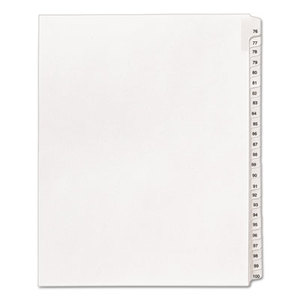 Avery 01704 Allstate-Style Legal Side Tab Dividers, 25-Tab, 76-100, Letter, White, 25/Set by AVERY-DENNISON