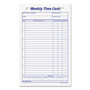 Tops Products 3016 Employee Time Card, Weekly, 4 1/4 x 6 3/4, 100/Pack by TOPS BUSINESS FORMS