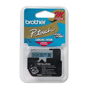 Brother Industries, Ltd M-521 M Series Tape Cartridge for P-Touch Labelers, 3/8w, Black on Blue by BROTHER INTL. CORP.