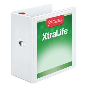 Cardinal Brands, Inc 26350 XtraLife ClearVue Non-Stick Locking Slant-D Binder, 5" Cap, 11 x 8 1/2, White by CARDINAL BRANDS INC.