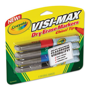 Dry Erase Marker, Chisel Tip, Broad,  Assorted Colors, 4/Set by BINNEY & SMITH / CRAYOLA