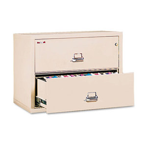 Two-Drawer Lateral File, 37-1/2w x 22-1/8d, UL Listed 350, Ltr/Legal, Parchment by FIRE KING INTERNATIONAL