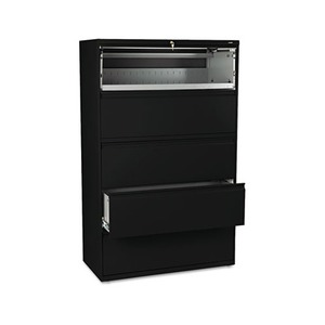 800 Series Five-Drawer Lateral File, Roll-Out/Posting Shelves, 42w x 67h, Black by HON COMPANY