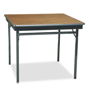 Special Size Folding Table, Square, 36w x 36d x 30h, Walnut/Black by BARRICKS MANUFACTURING CO