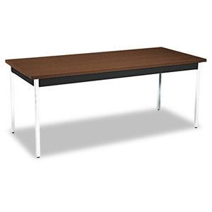 Utility Table, Rectangular, 72w x 30d x 29h, Columbian Walnut/Black by HON COMPANY