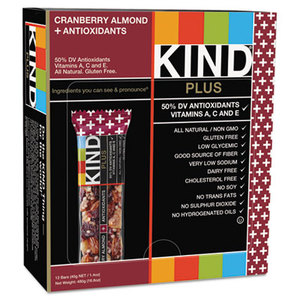 Plus Nutrition Boost Bar, Cranberry Almond and Antioxidants, 1.4 oz, 12/Box by KIND LLC