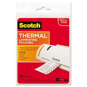 3M TP5902-20 Index Card Size Thermal Laminating Pouches, 5 mil, 5 3/8 x 3 3/4, 20/Pack by 3M/COMMERCIAL TAPE DIV.